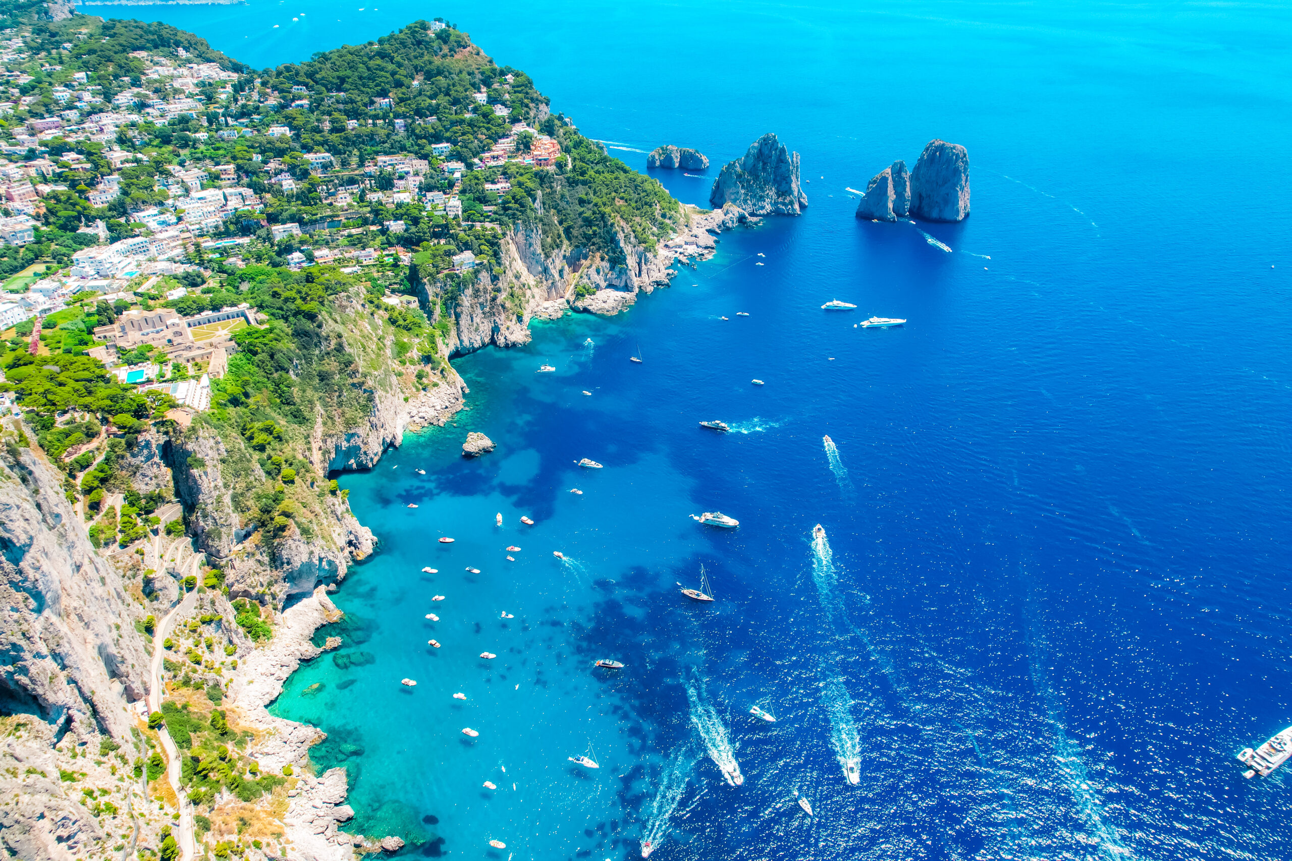 Via Krupp road in Capri island coastline, Tyrrhenian sea, Italy